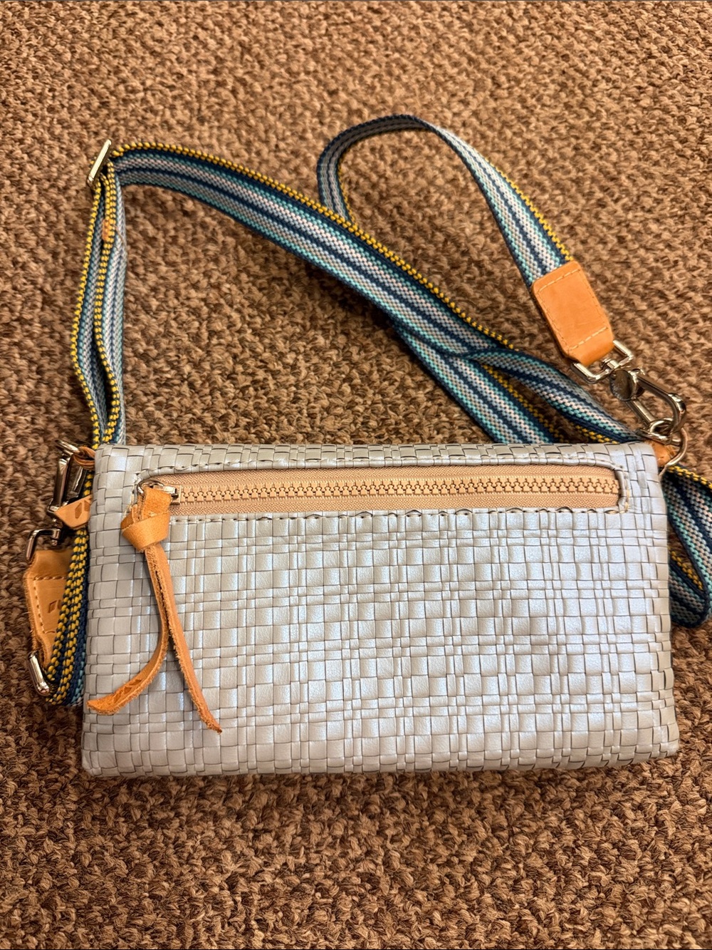 Consuela Skye Uptown Crossbody Purse with Striped Blue-Yellow Strap - Picture 3 of 4